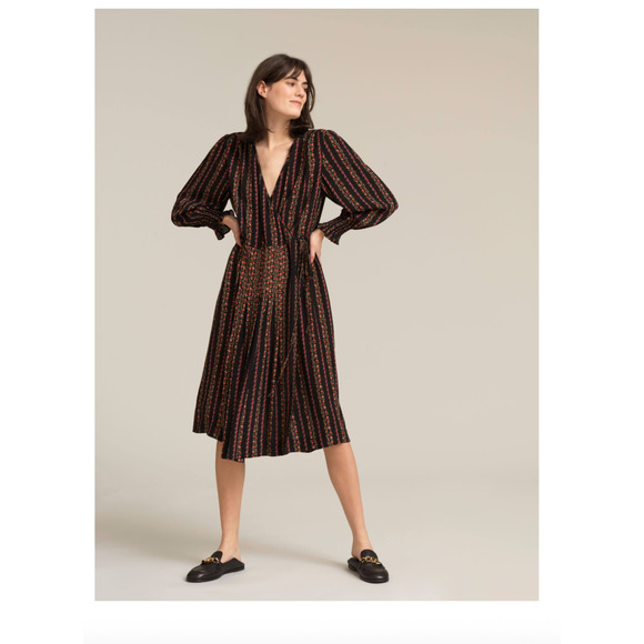 See by Chloé Dress WOMEN M (38) Pleated Floral Print Crepe De‎ Chine Midi Relax - Picture 1 of 10